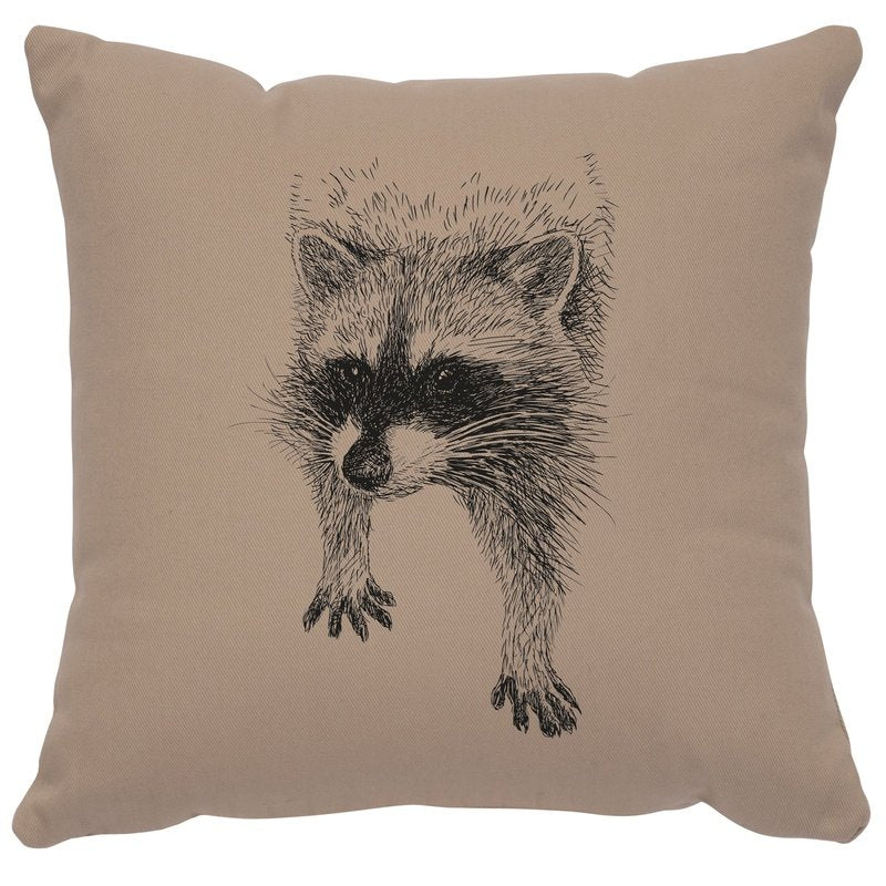 "Raccoon" Image Pillow - Cotton Alabaster