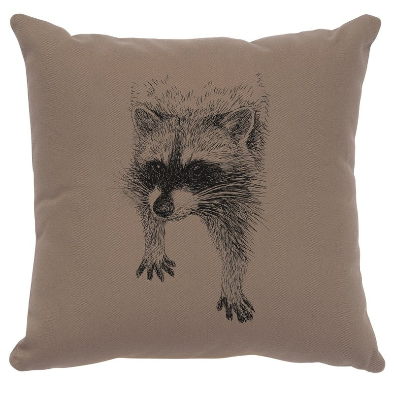 "Raccoon" Image Pillow - Cotton Taupe