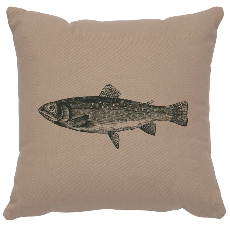 "Trout" Image Pillow - Cotton Alabaster