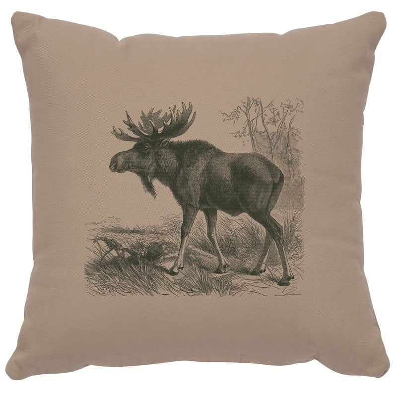 "Moose Scene" Image Pillow - Cotton Alabaster
