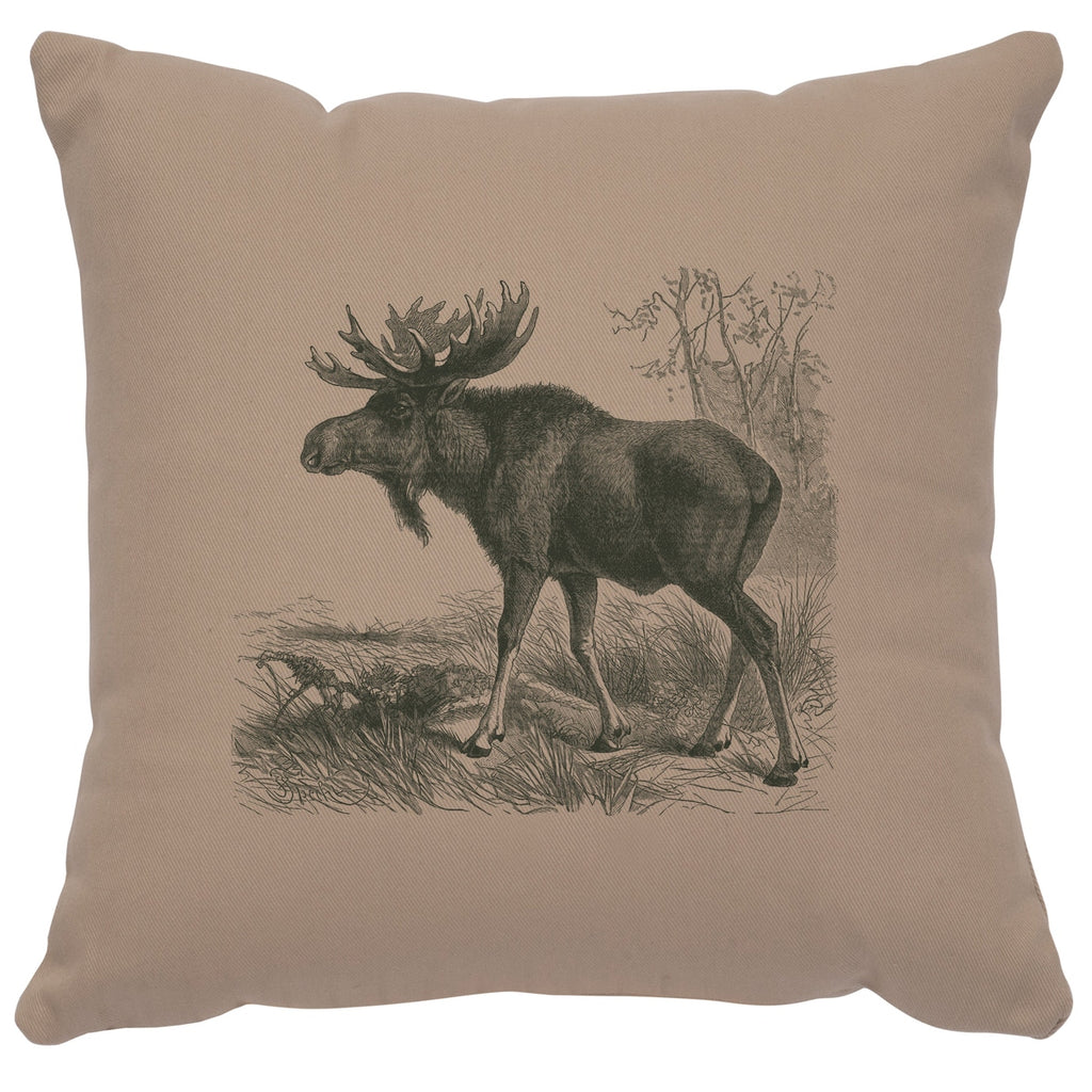 "Moose Scene" Image Pillow - Cotton Alabaster by Wooded River