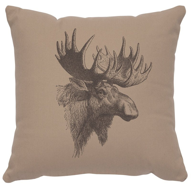 "Moose Profile" Image Pillow - Cotton Alabaster