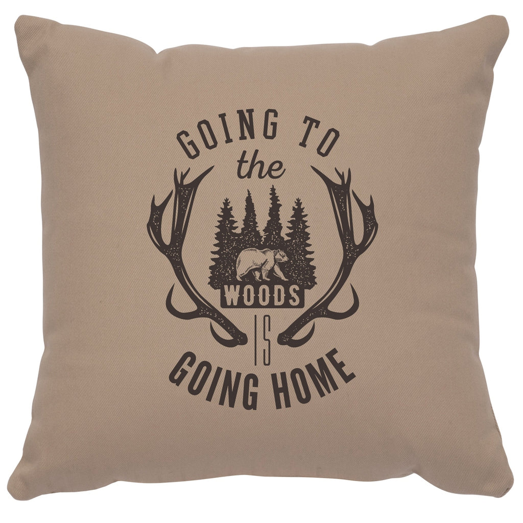 "Going to the Woods" Image Pillow - Cotton Alabaster by Wooded River