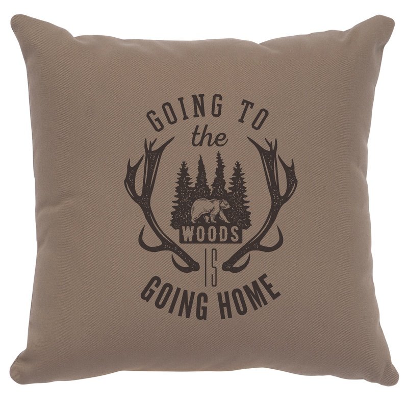 "Going to the Woods" Image Pillow - Cotton Taupe