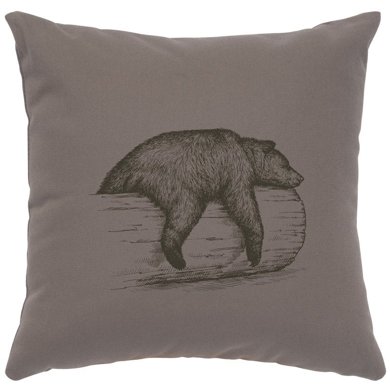 "Bear on a Log" Image Pillow - Cotton Chrome