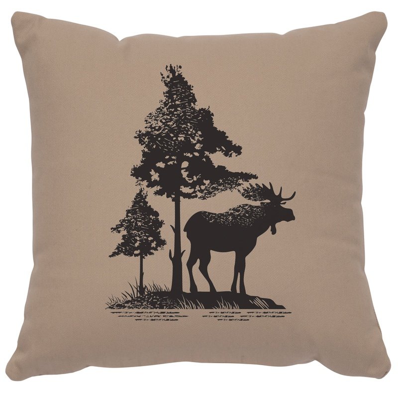 "Moose Tree" Image Pillow - Cotton Alabaster