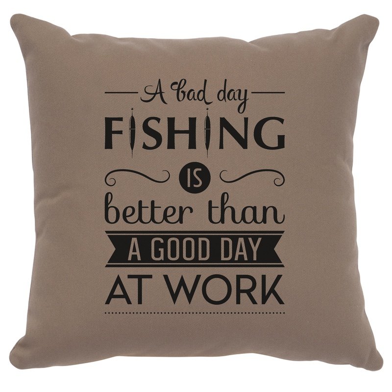 "Fishing Day" Image Pillow - Cotton Taupe