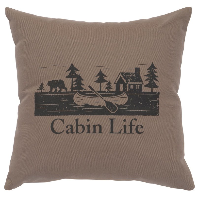 "Cabin Life" Image Pillow - Cotton Taupe