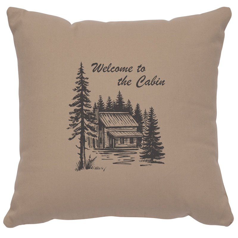 "Welcome Cabin" Image Pillow - Cotton Alabaster