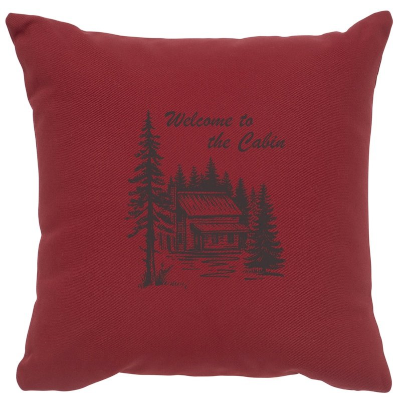 "Welcome Cabin" Image Pillow - Cotton Brick
