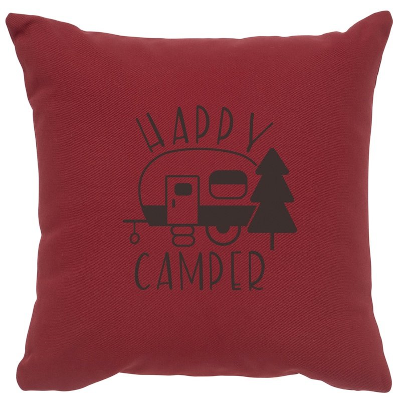 "Happy Camper" Image Pillow - Cotton Brick