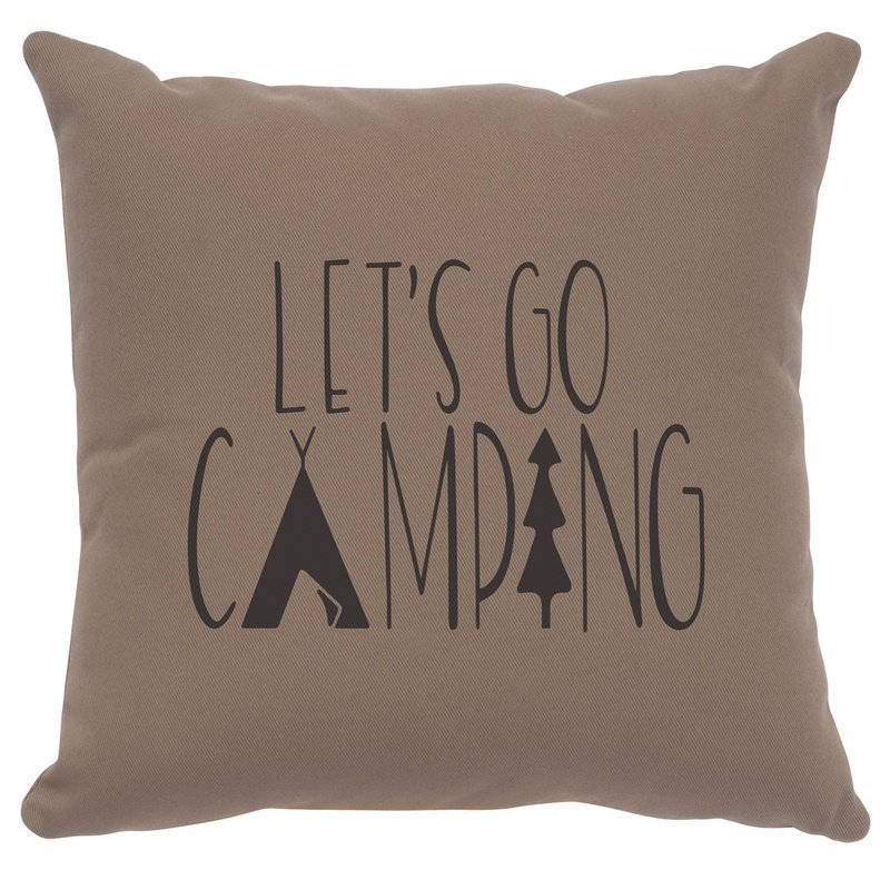 "Go Camping" Image Pillow - Cotton Taupe