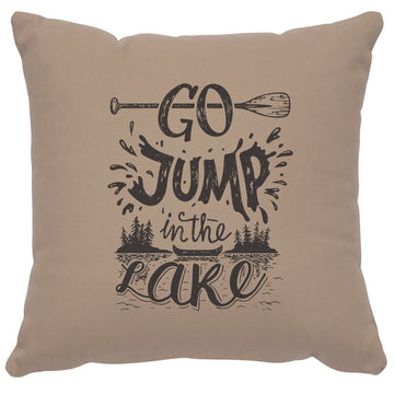 "Jump in Lake" Image Pillow - Cotton Alabaster