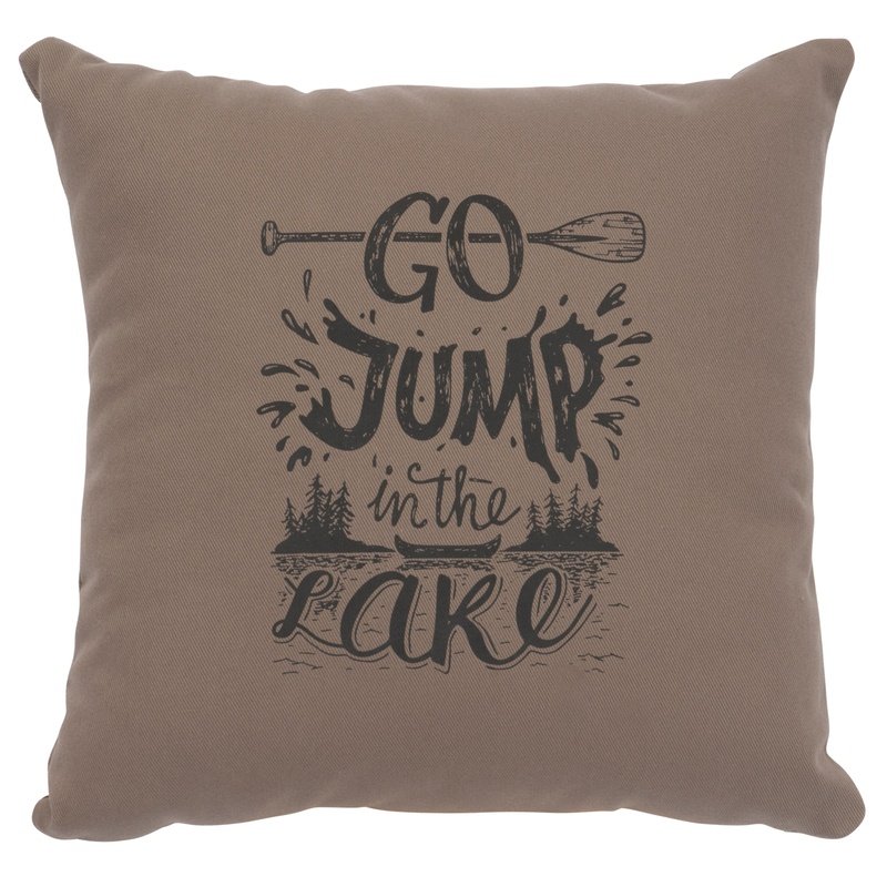 "Jump in Lake" Image Pillow - Cotton Taupe