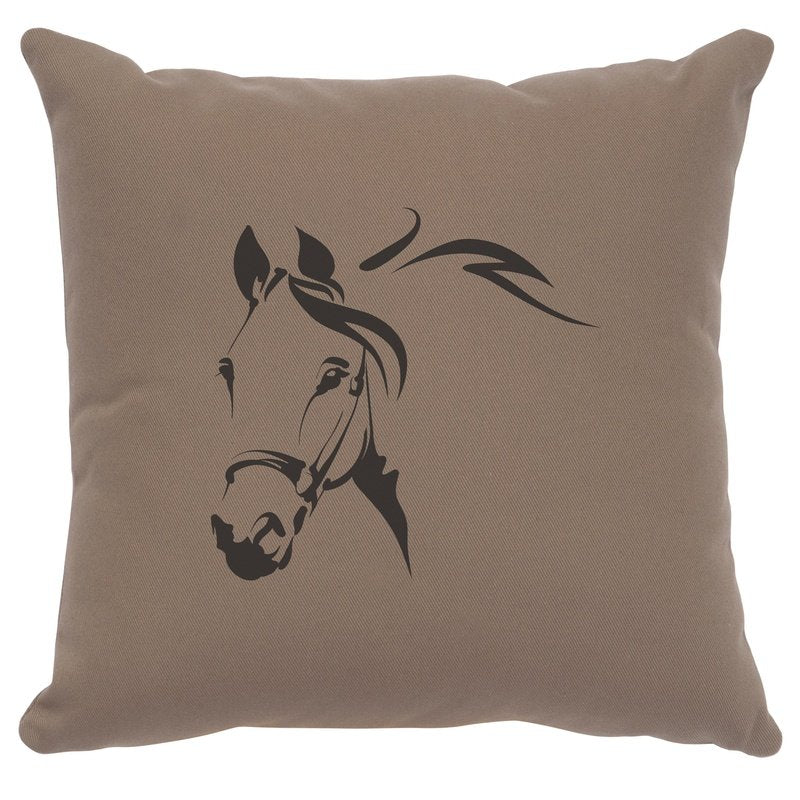 "Horse Profile" Image Pillow - Cotton Taupe