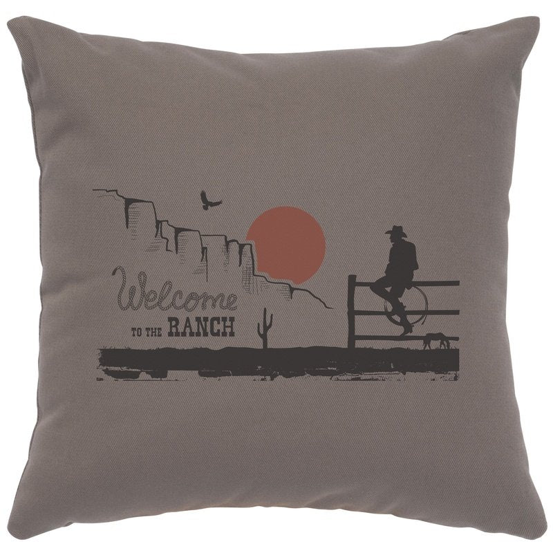 "Welcome Ranch" Image Pillow - Cotton Chrome