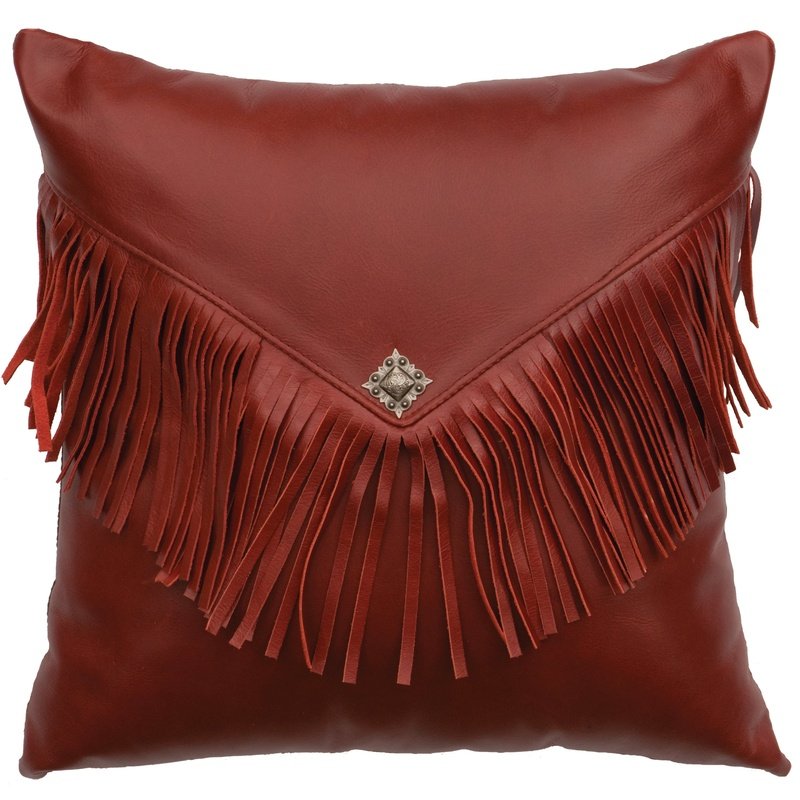 Dark Red Leather Pillow 16x16