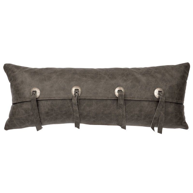 Saloon Grey Leather Pillow 10x26