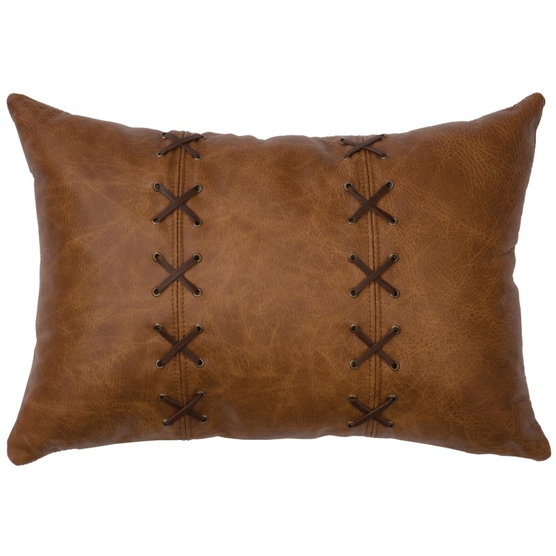 Whiskey Leather Pillow 12x18