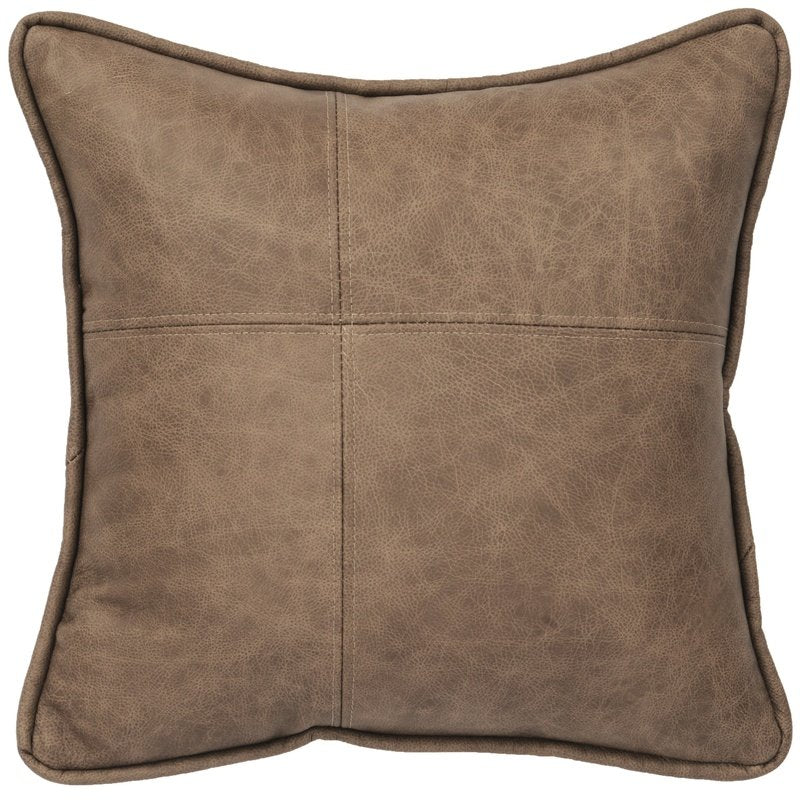 Mushroom Leather Panel Pillow 16x16
