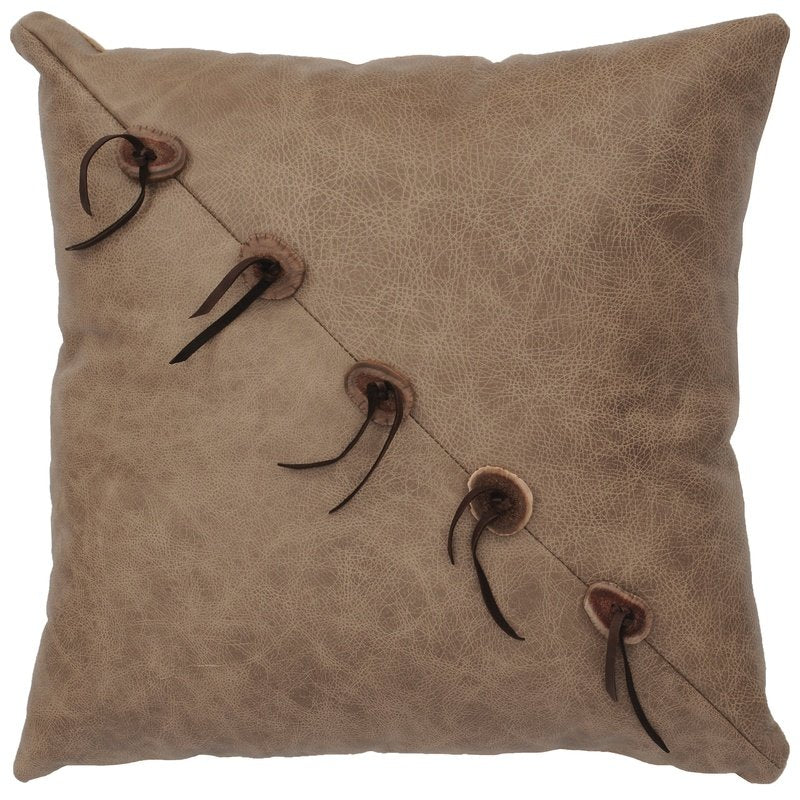 Mushroom Leather Button Pillow II 16x16