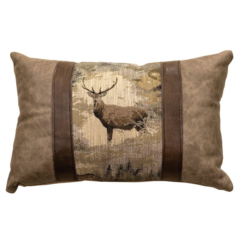 Daybreak Deer Leather Pillow (12"x18")