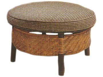 Old Hickory Round Ottoman with Cane - Retreat Home Furniture