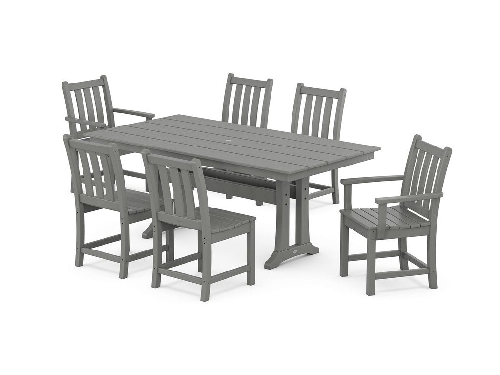 Traditional Garden 7-Piece Farmhouse Dining Set With Trestle Legs Photo