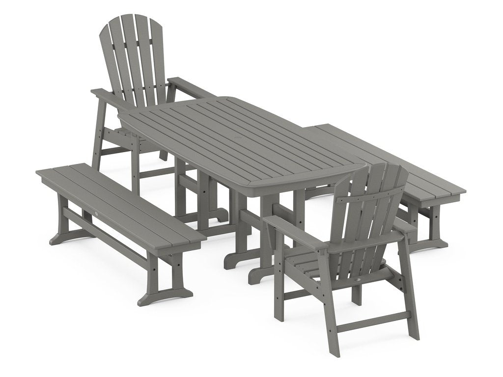 South Beach 5-Piece Dining Set with Benches Photo