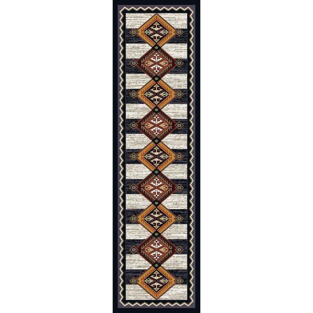 Lineage Pride - Black & White-CabinRugs Southwestern Rugs Wildlife Rugs Lodge Rugs Aztec RugsSouthwest Rugs