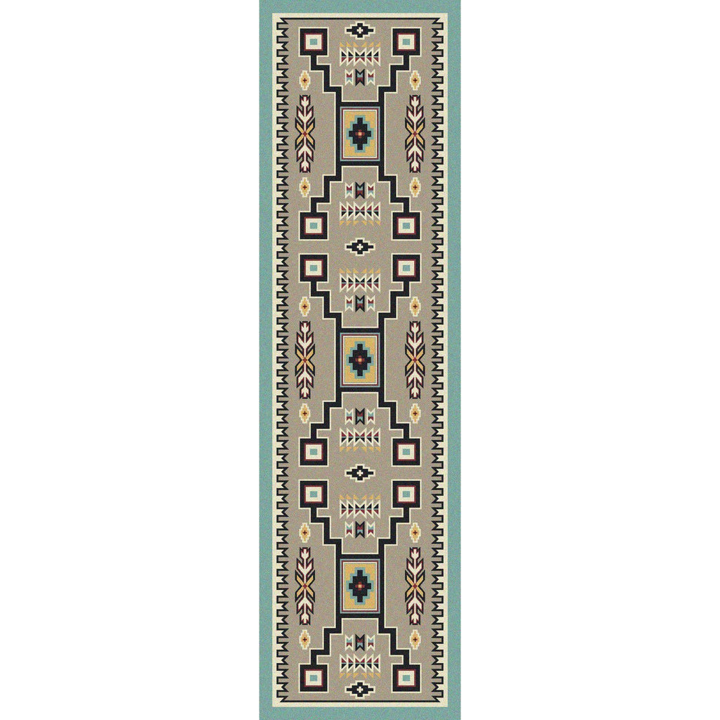 Old Timer - Suede Turquoise-CabinRugs Southwestern Rugs Wildlife Rugs Lodge Rugs Aztec RugsSouthwest Rugs