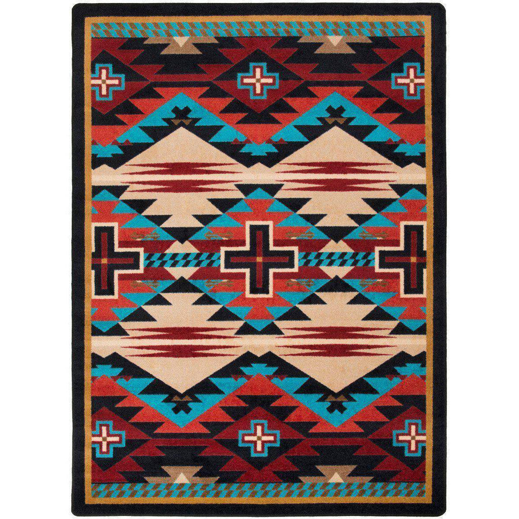 Rustic Crucifix - Blue-CabinRugs Southwestern Rugs Wildlife Rugs Lodge Rugs Aztec RugsSouthwest Rugs