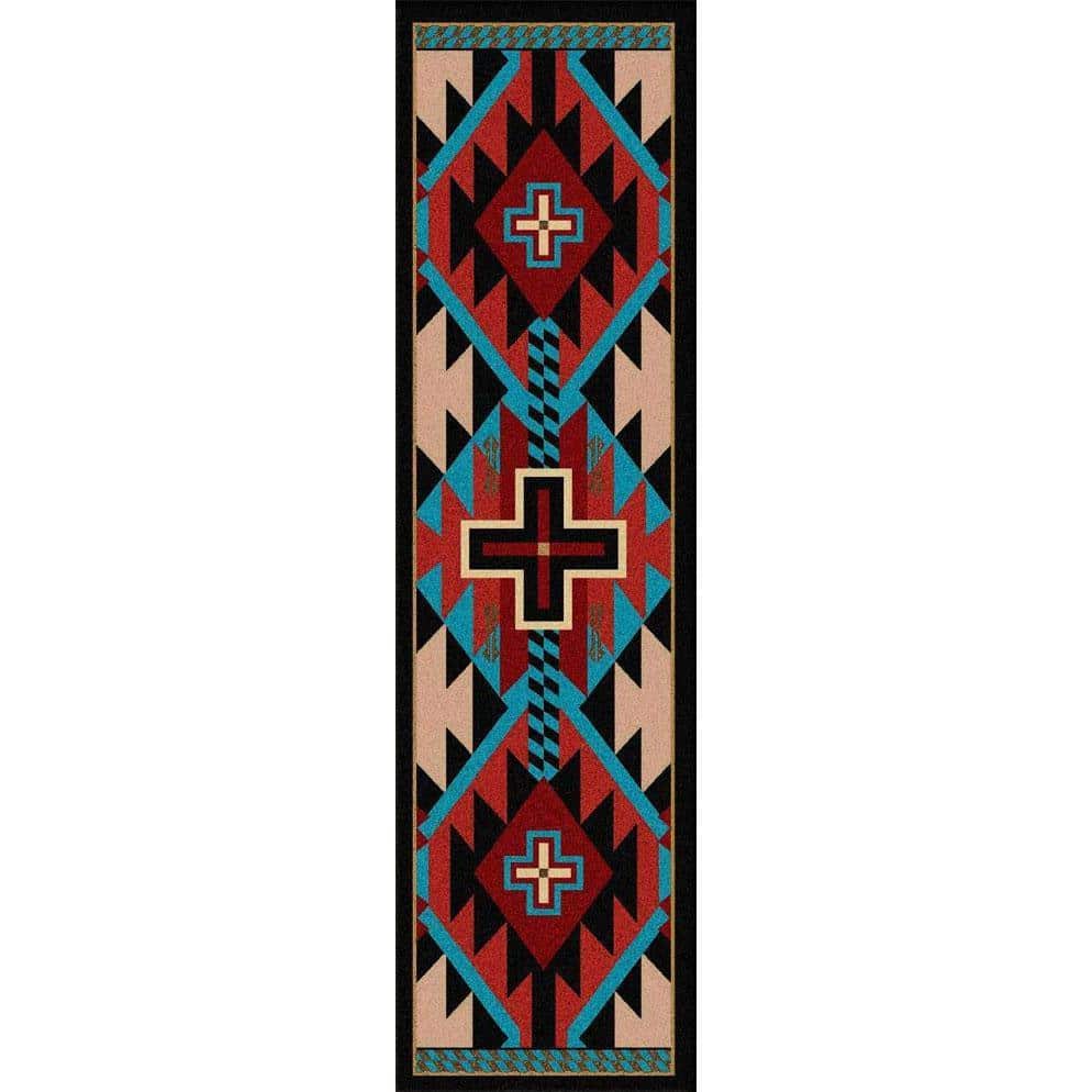Rustic Crucifix - Blue-CabinRugs Southwestern Rugs Wildlife Rugs Lodge Rugs Aztec RugsSouthwest Rugs