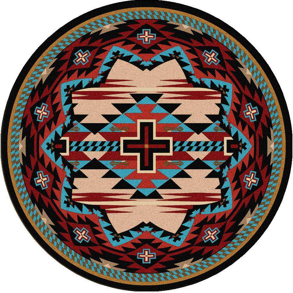 Rustic Crucifix - Blue-CabinRugs Southwestern Rugs Wildlife Rugs Lodge Rugs Aztec RugsSouthwest Rugs