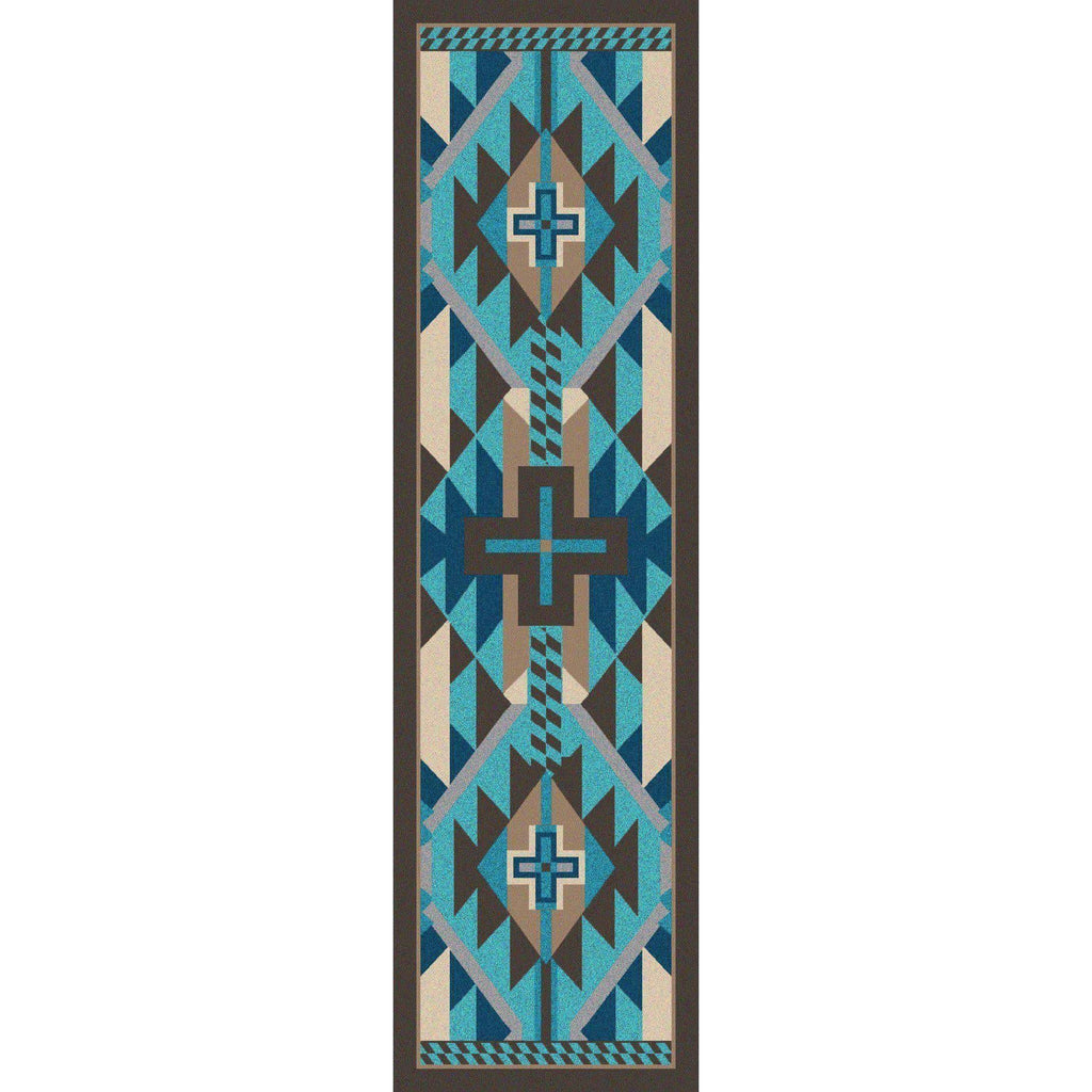 Rustic Crucifix - Turquoise Indigo-CabinRugs Southwestern Rugs Wildlife Rugs Lodge Rugs Aztec RugsSouthwest Rugs