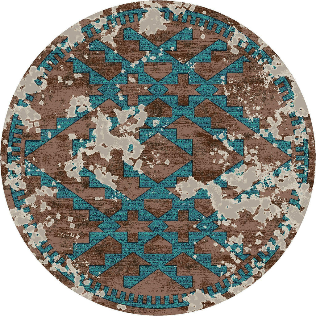 Southwestern Fresco - Turquoise-CabinRugs Southwestern Rugs Wildlife Rugs Lodge Rugs Aztec RugsSouthwest Rugs