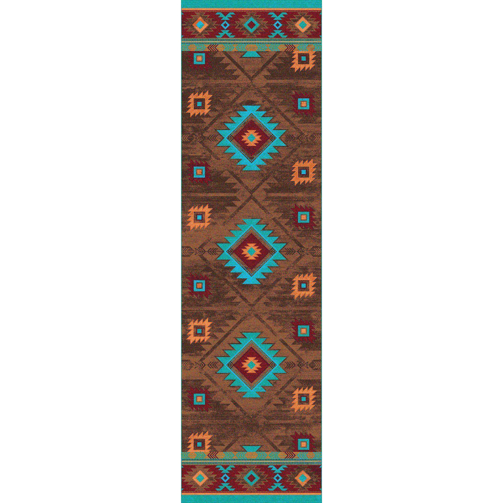 Whisky On The River - Turquoise-CabinRugs Southwestern Rugs Wildlife Rugs Lodge Rugs Aztec RugsSouthwest Rugs