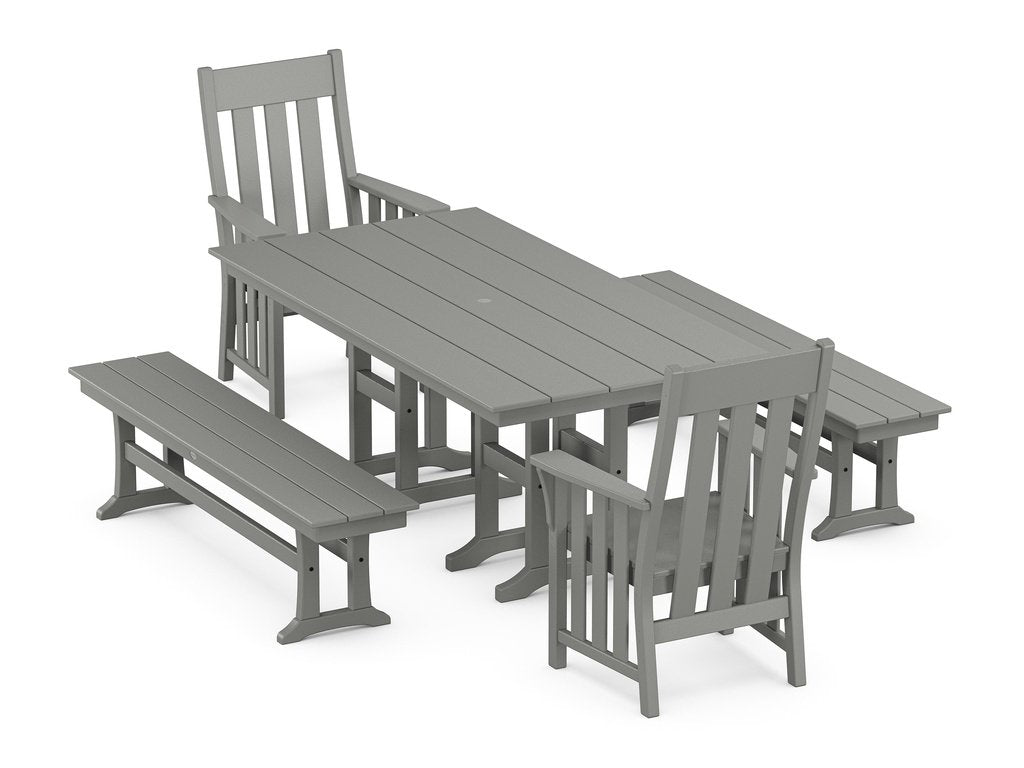 Acadia 5-Piece Farmhouse Dining Set with Benches Photo