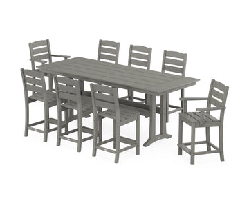 Lakeside 9-Piece Farmhouse Counter Set with Trestle Legs Photo