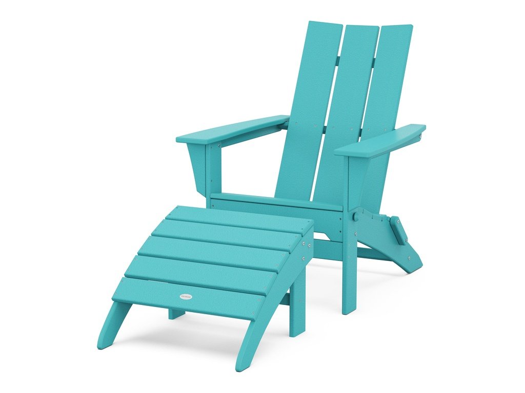 POLYWOOD® Modern Folding Adirondack Chair 2Piece Set with Ottoman Shop