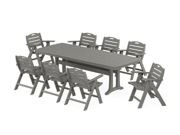 Nautical Lowback 9-Piece Dining Set with Trestle Legs Photo