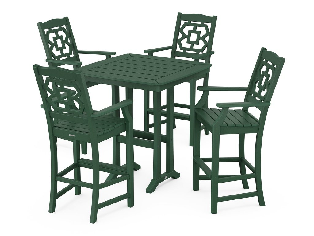 Chinoiserie 5-Piece Bar Set with Trestle Legs Photo