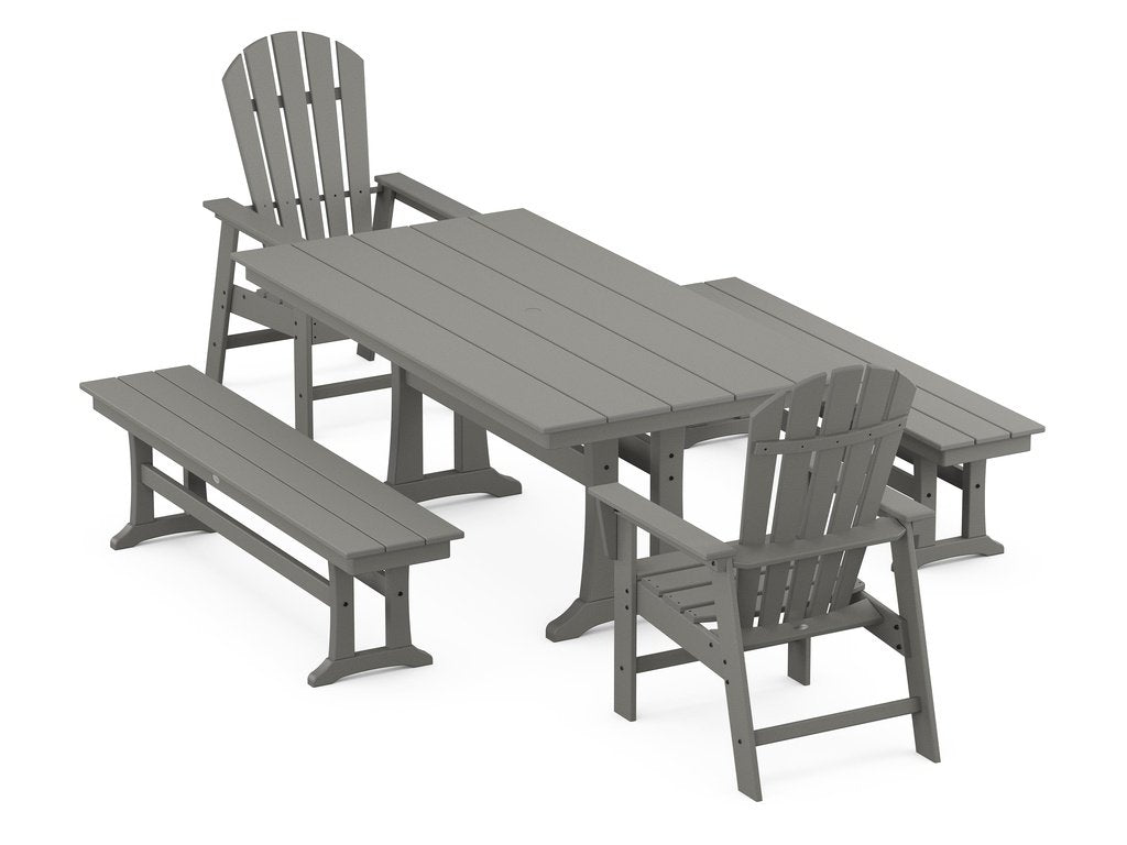 South Beach 5-Piece Farmhouse Dining Set With Trestle Legs Photo