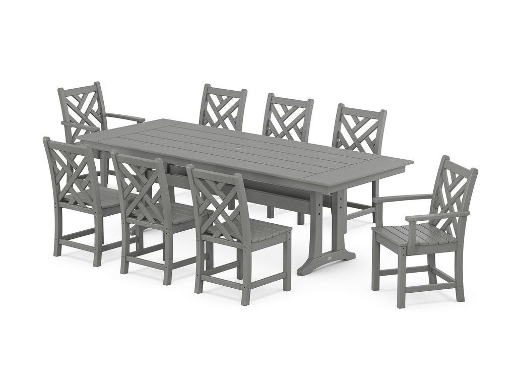 Chippendale 9-Piece Farmhouse Dining Set with Trestle Legs Photo