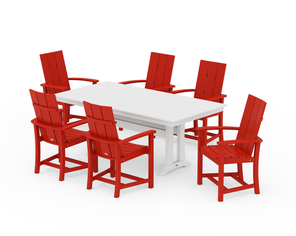 Modern Adirondack 7-Piece Rustic Farmhouse Dining Set with Trestle Legs Retreat Home Furniture