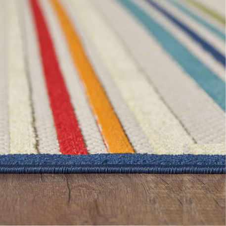 Navy Colorful Striped Indoor Outdoor Area Rug - Retreat Home Furniture