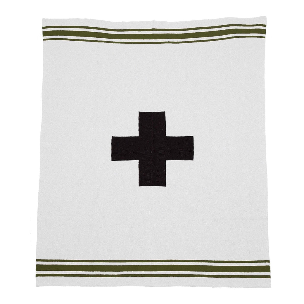 Swiss Cross with Stripes Throw Blanket Retreat Home Furniture