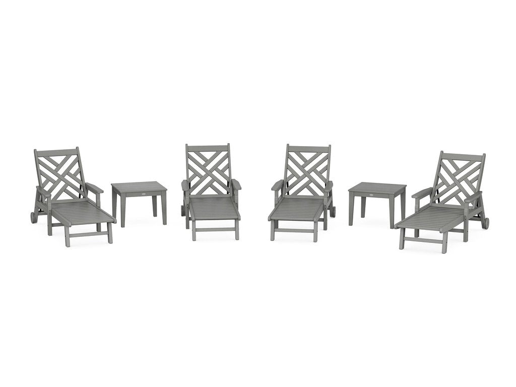 Chippendale 6-Piece Chaise Set with Arms and Wheels Photo