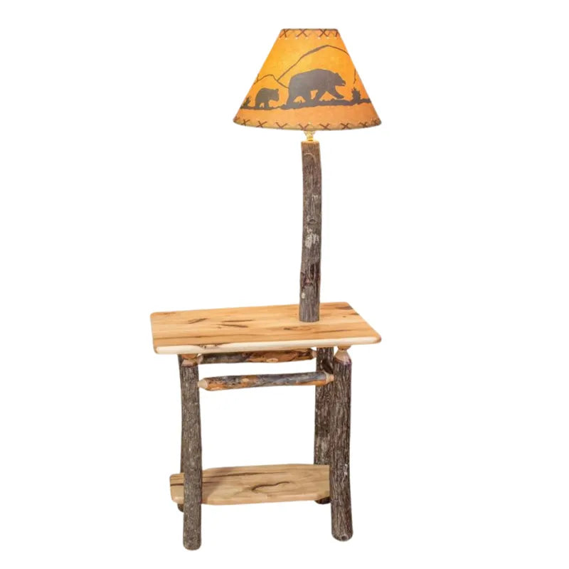 Hickory End Table with Lamp and Shade Retreat Home Furniture