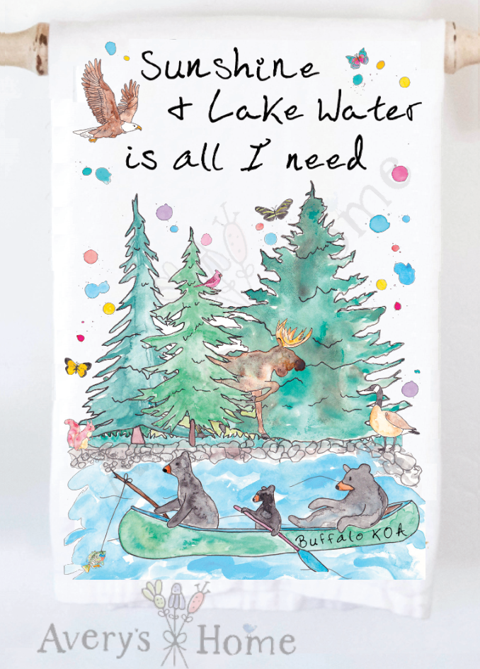 Sunshine & Lake / River Water Kitchen Towel - Retreat Home Furniture